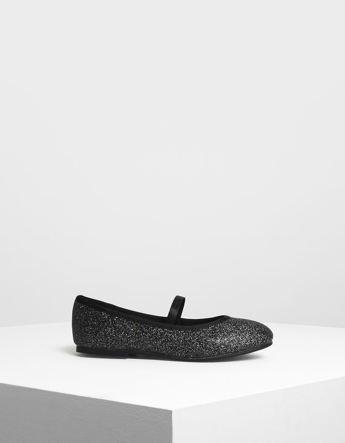 Kids Glittery Mary Janes, Black