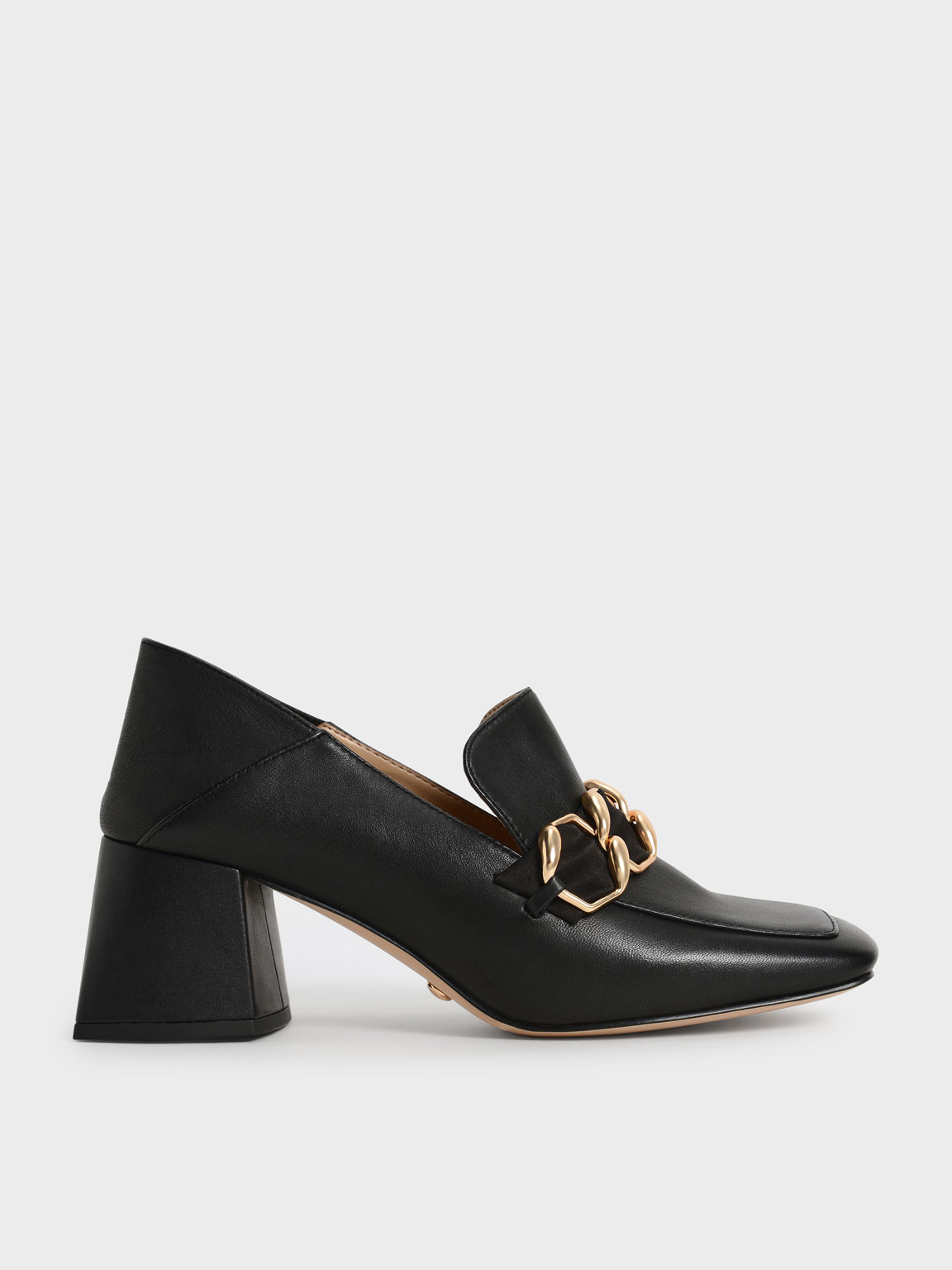 Satin Scarf Leather Step-Back Loafers, Black