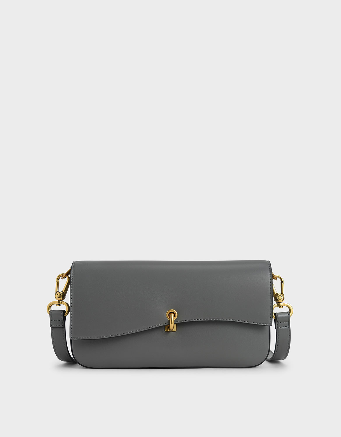 Chain Link Turn-Lock Bag, Grey