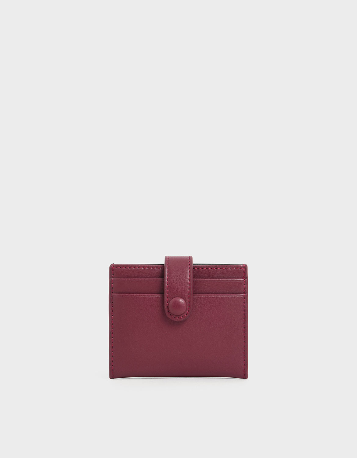 Snap Button Card Holder, Prune
