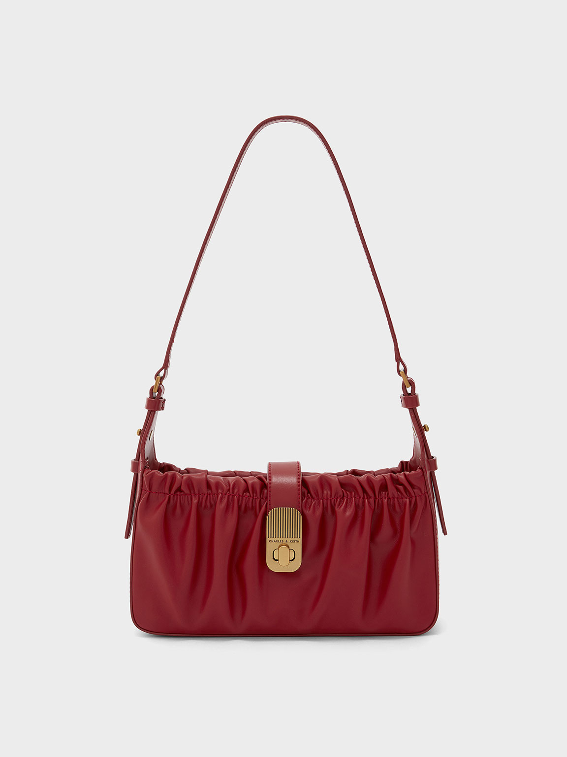 Enya Ruched Turn-Lock Shoulder Bag