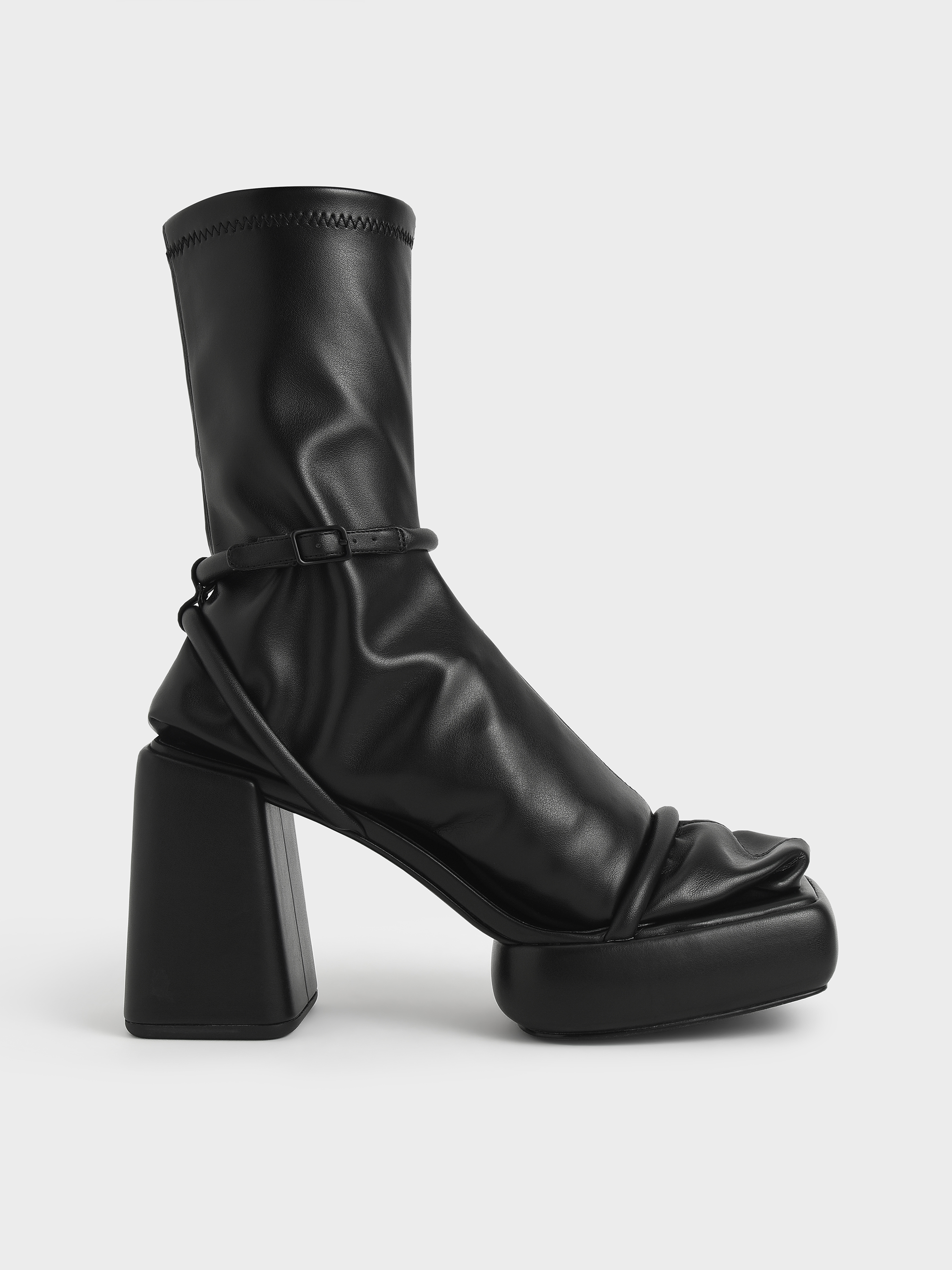 Lucile Platform Calf Boots, Black