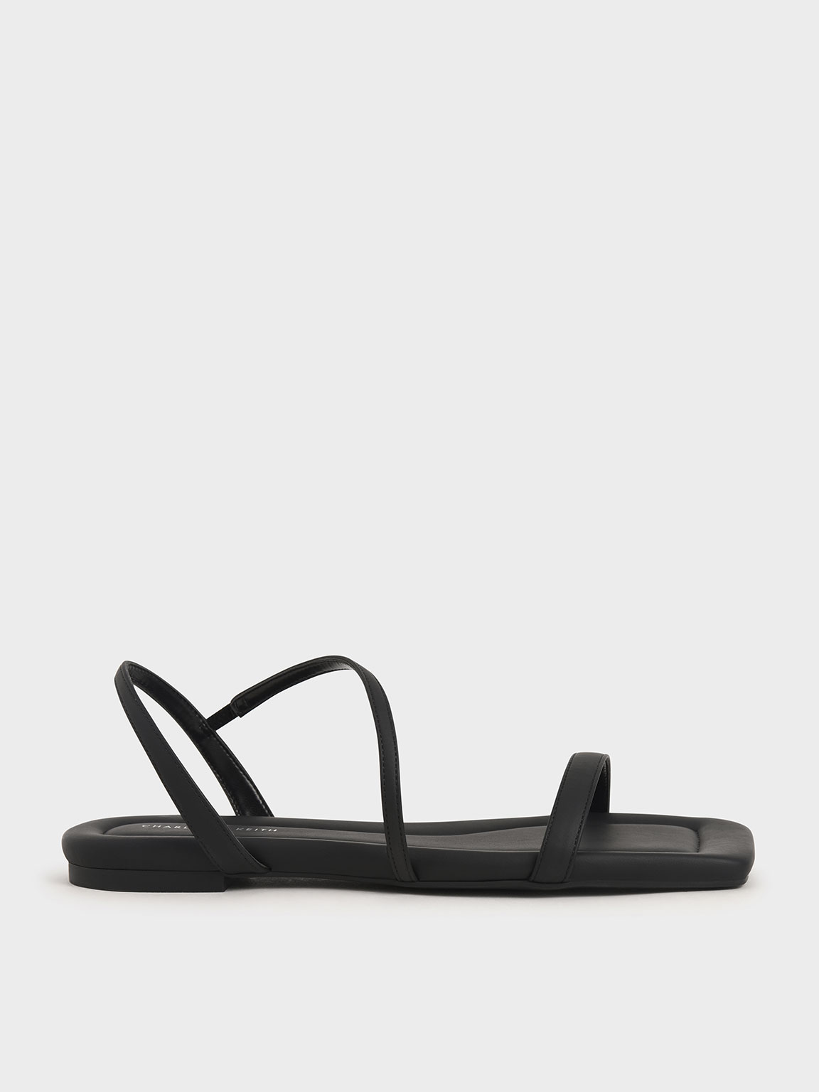 Strappy Flat Sandals, Black