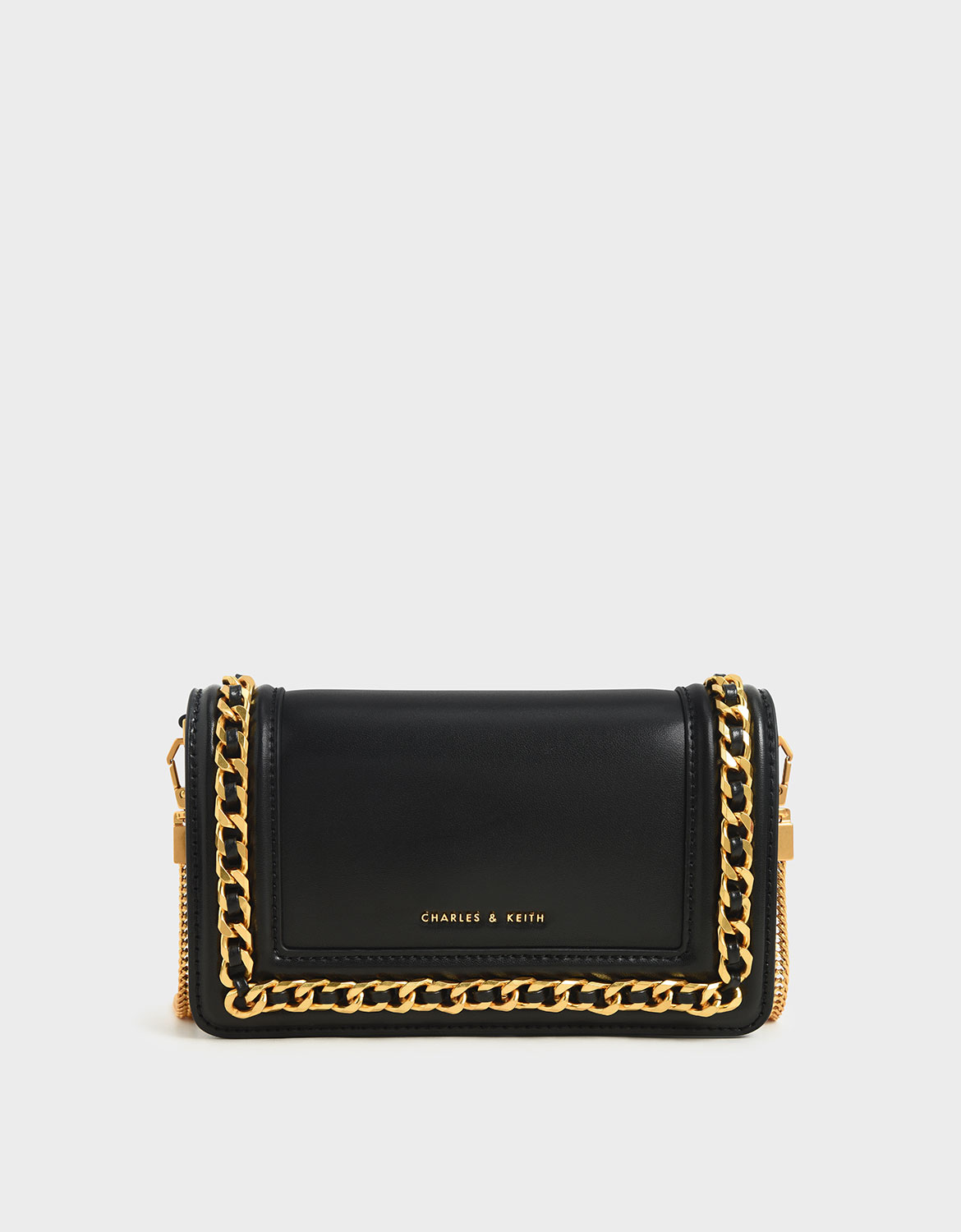 Chain-Trimmed Clutch, Black