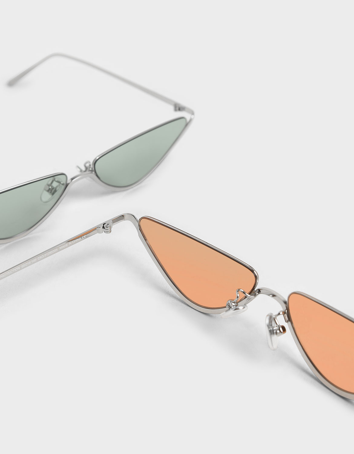 Thin Metal Frame Cat-Eye Sunglasses, Orange