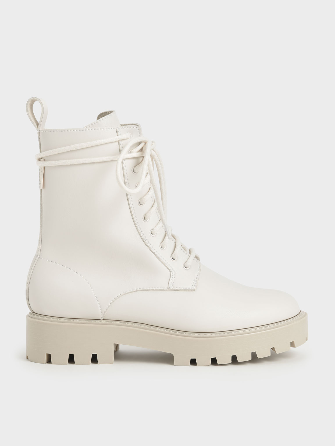 Lace-Up Calf Boots, Chalk