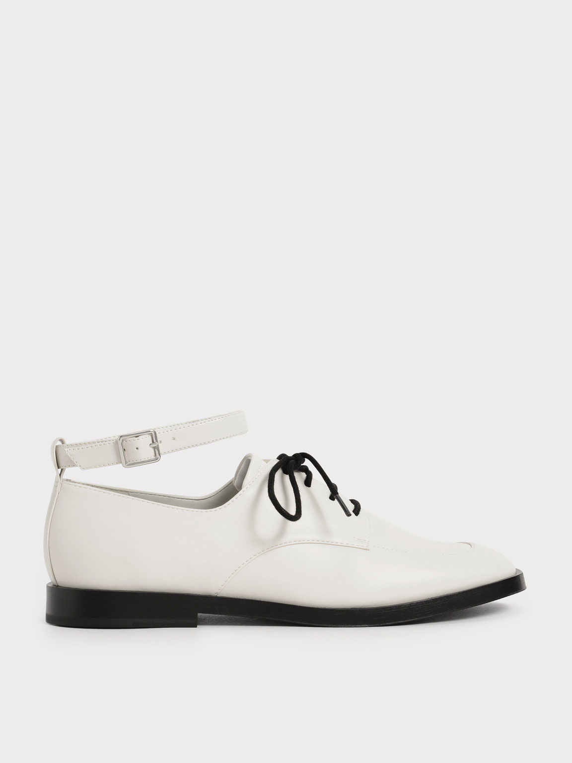 Ankle Strap Derby Shoes, Chalk