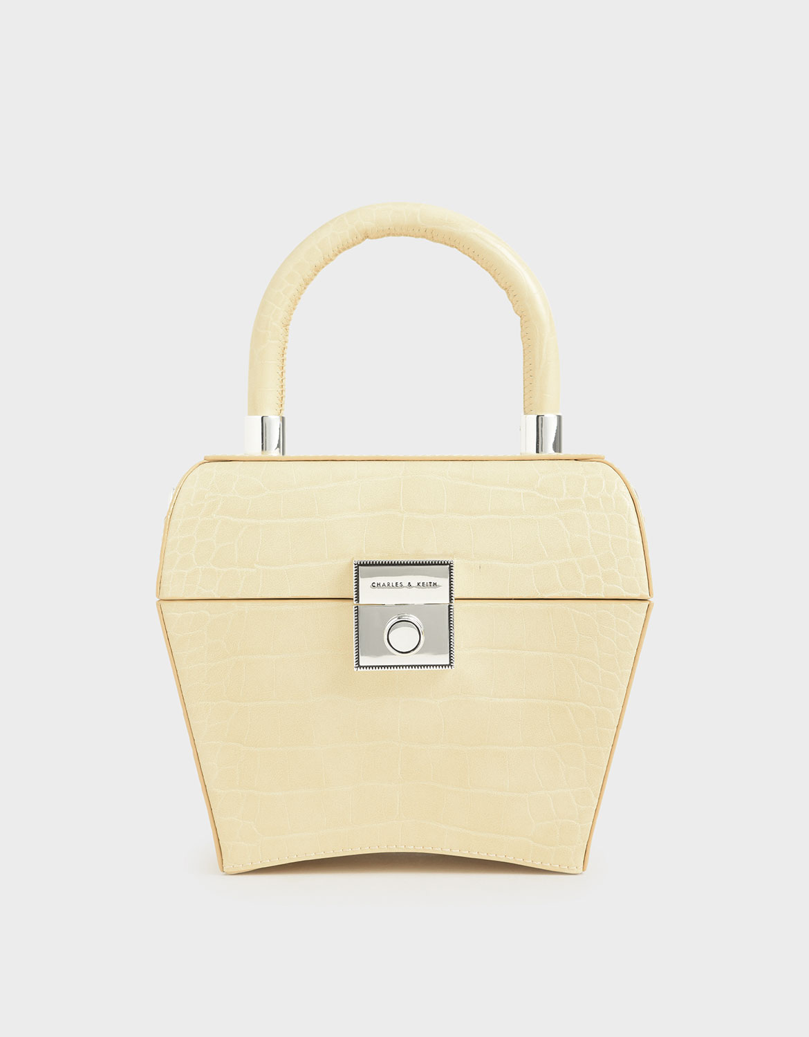Croc-Effect Sculptural Bag, Yellow