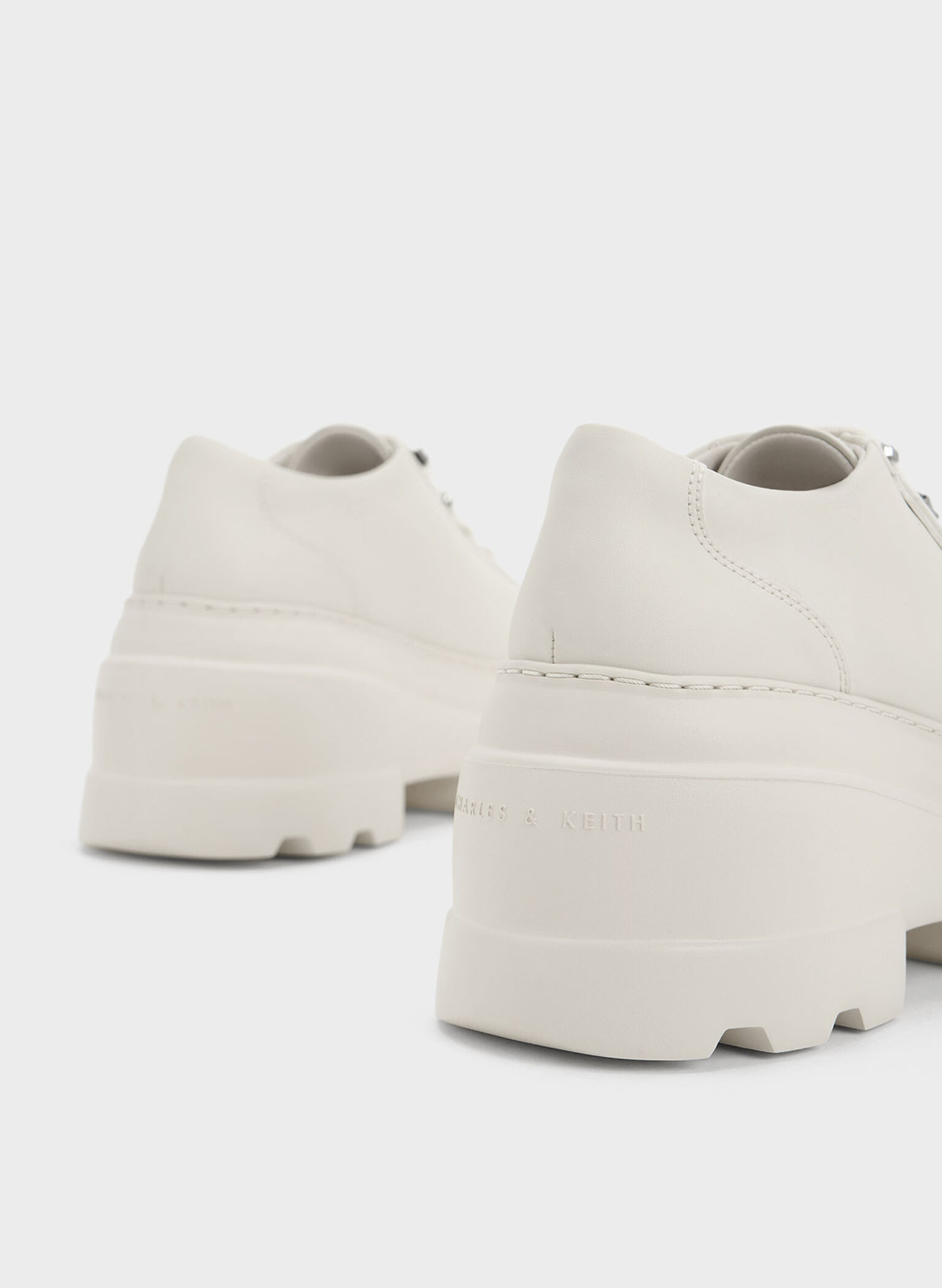 Crystal Heart-Motif Lace-Up Oxfords, Chalk, hi-res