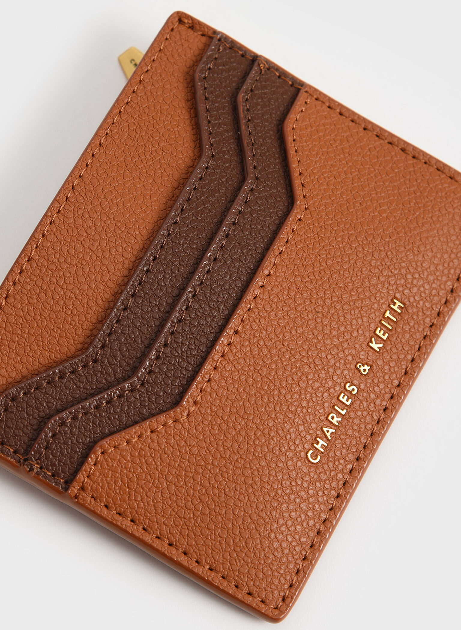 Geometric Multi-Slot Card Holder, Cognac, hi-res
