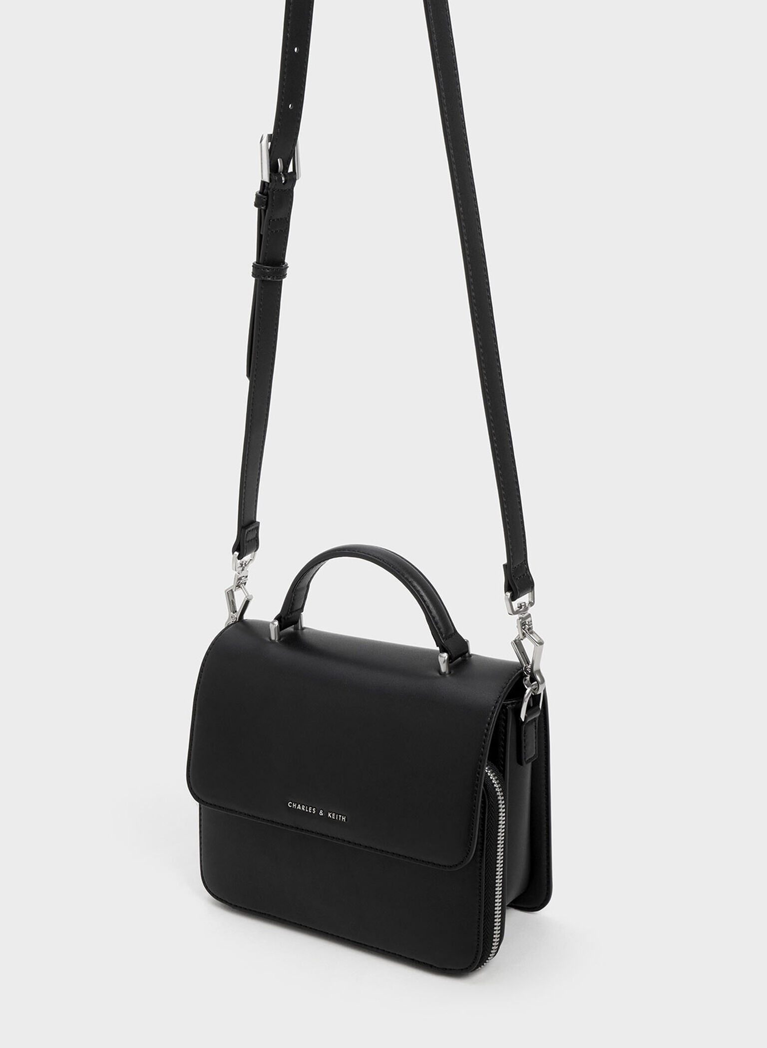 Octavia Front Flap Top Handle Bag, Noir, hi-res