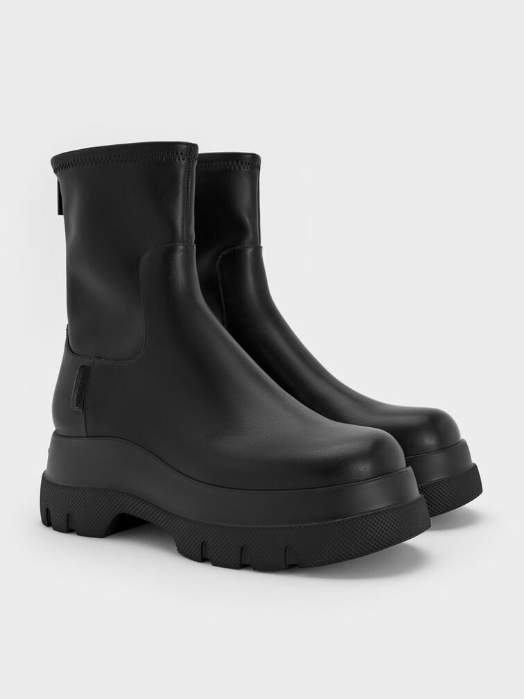 Leoi Back-Zip Chunky Ankle Boots, Black, hi-res