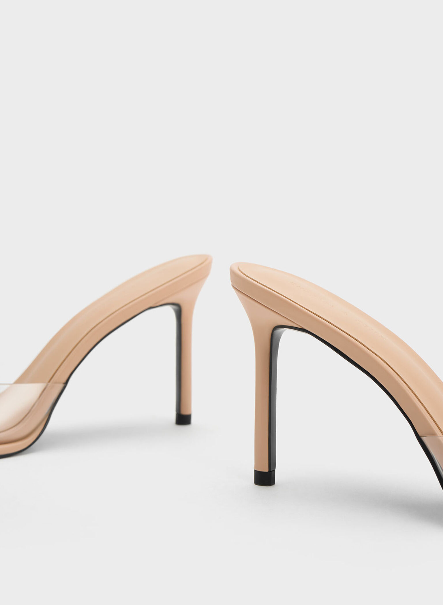 See-Through Cylindrical Heel Mules, Nude, hi-res