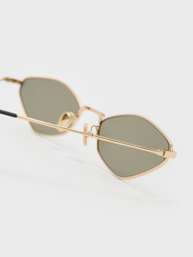 Jax Metal-Frame Geometric Sunglasses, Gold, hi-res