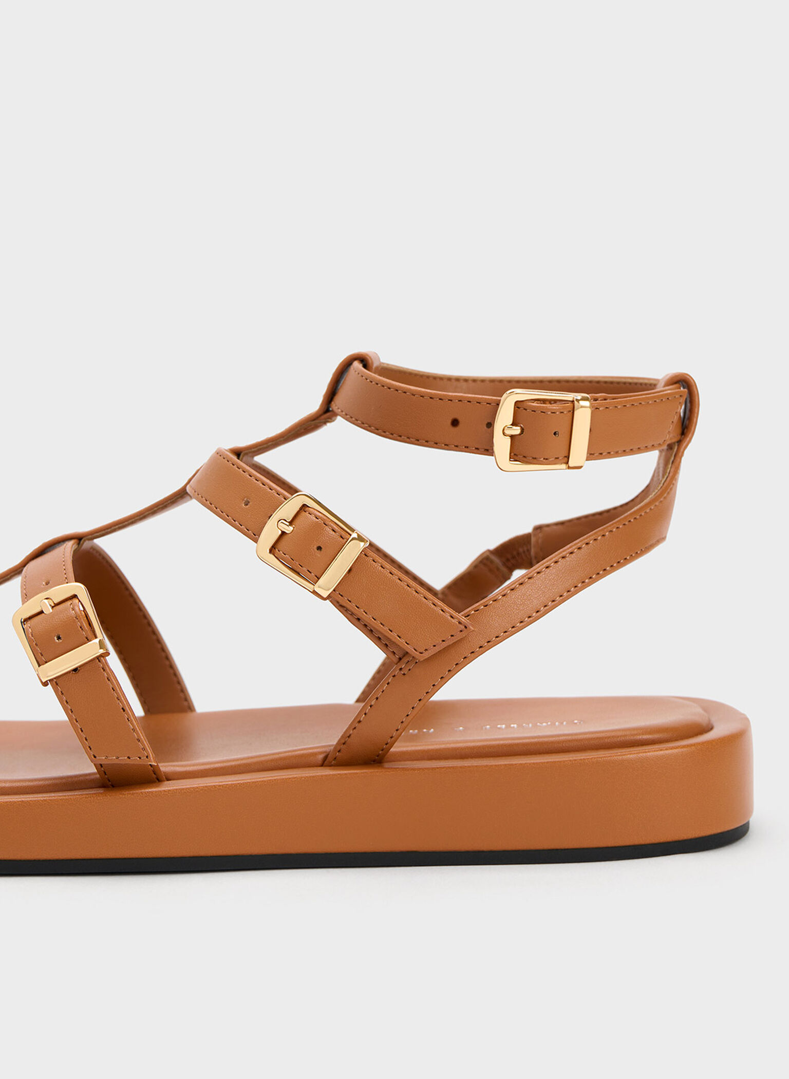 Buckled Gladiator Sandals, Cognac, hi-res