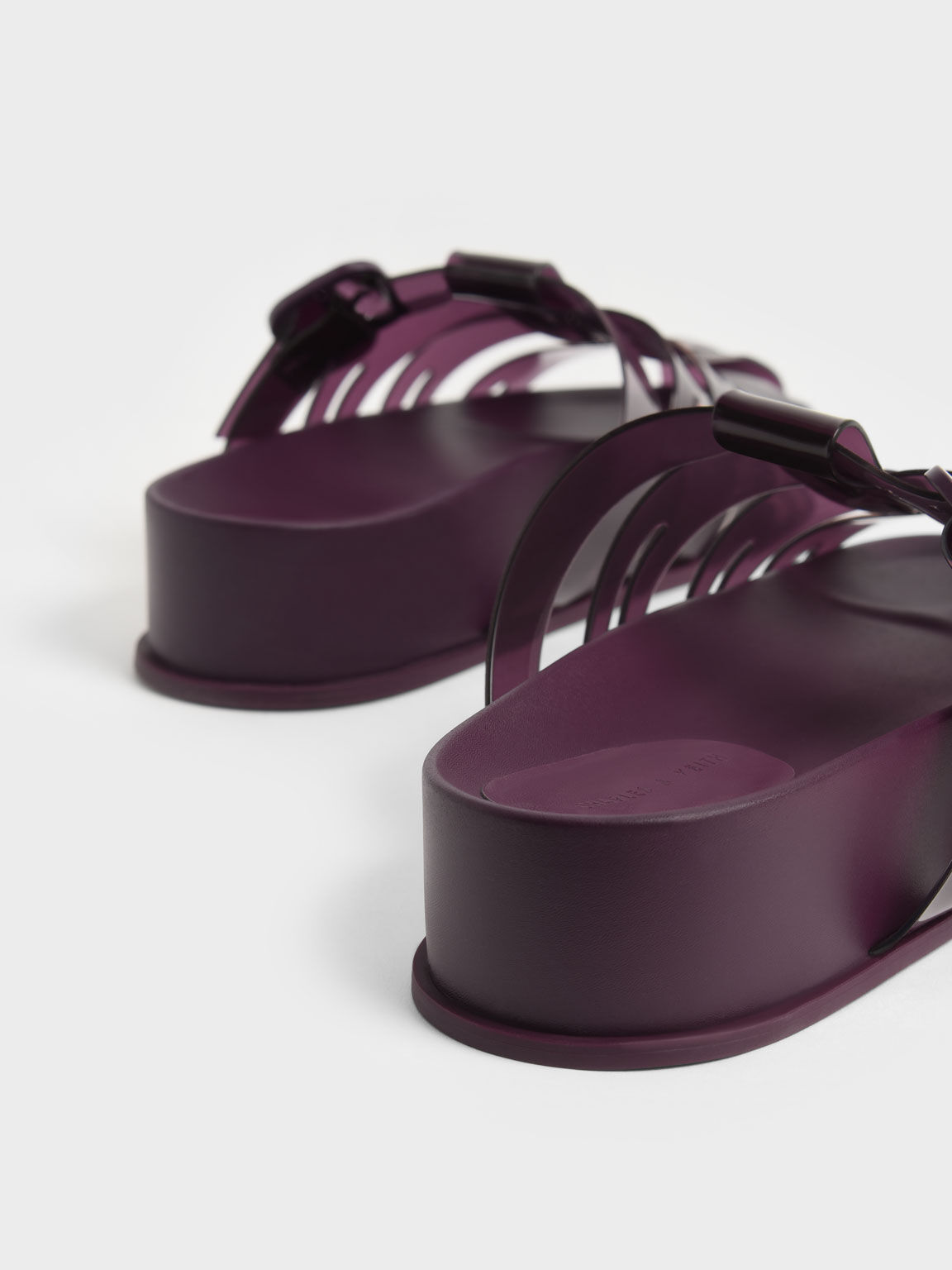 Madison Caged See-Through Slide Sandals, Purple, hi-res