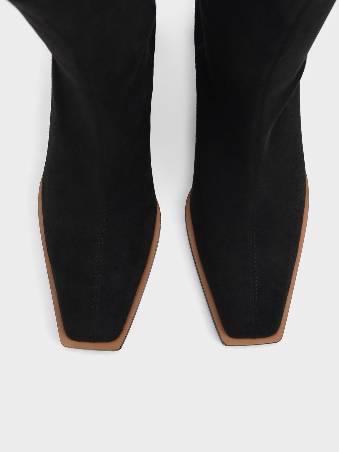 Side-Zip Sculptural Heel Calf Boots, Black, hi-res