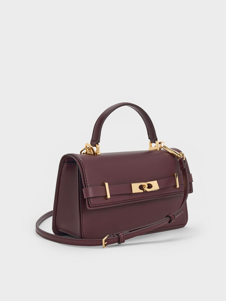 Arlet Belted Top Handle Bag, Wineberry Red, hi-res