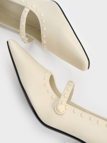 Studded Mary Jane Pumps, Chalk, hi-res