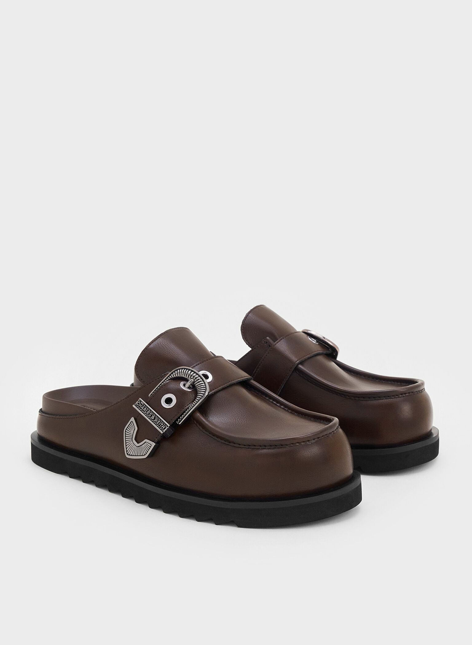 Kirke Buckle-Strap Flatform Mules, Dark Brown, hi-res