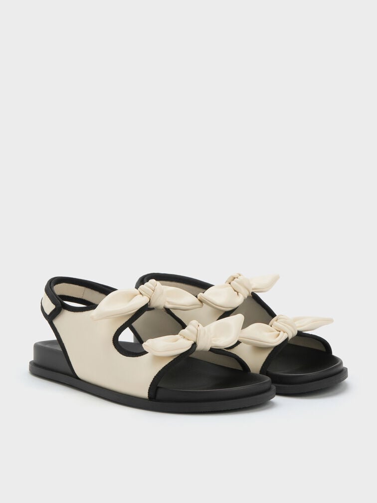 Knotted-Bow Double-Strap Slingback Sandals, Chalk, hi-res