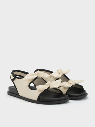 Knotted-Bow Double-Strap Slingback Sandals, Chalk, hi-res