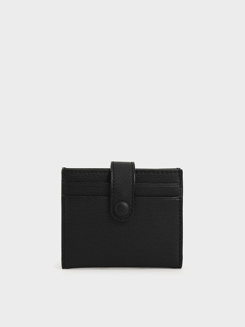 Snap Button Card Holder, Black, hi-res
