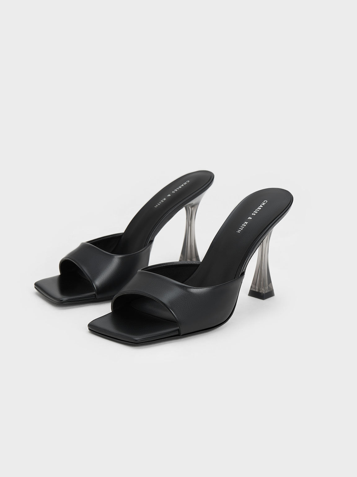 Black and clear mules best sale