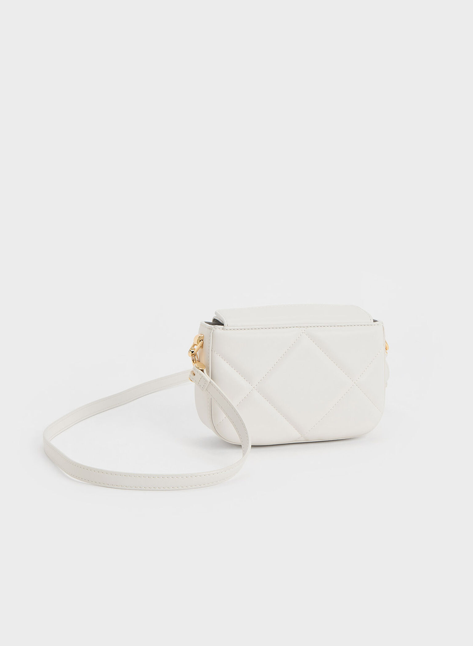Mini Danika Chunky Chain Padded Bag, White, hi-res