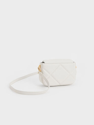 Mini Danika Chunky Chain Padded Bag, White, hi-res