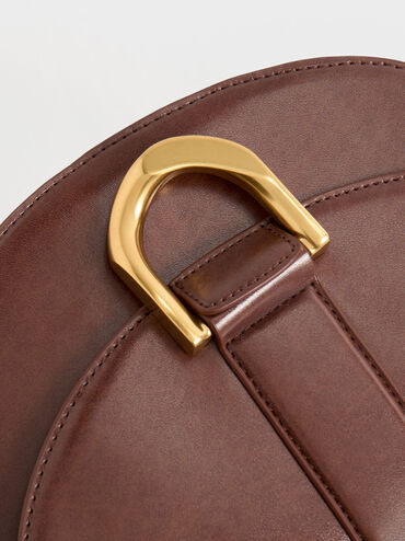 Gabine Leather Saddle Bag, Brown, hi-res