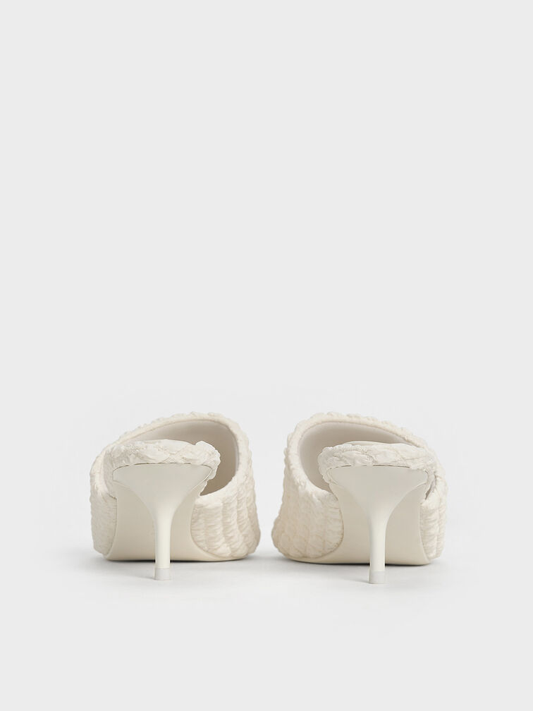 Loren Textured Kitten-Heel Mules, Chalk, hi-res