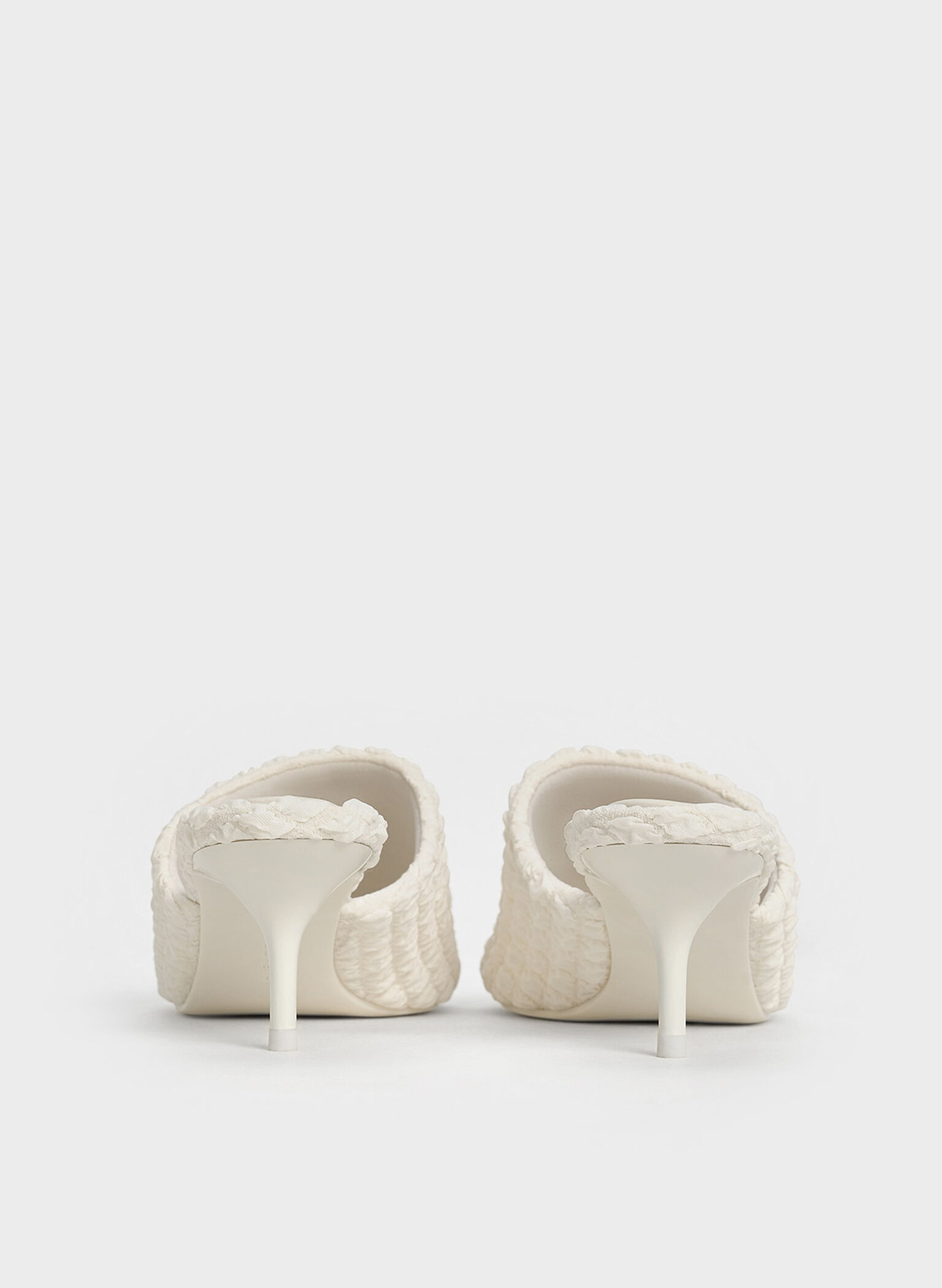 Loren Textured Kitten-Heel Mules, Chalk, hi-res