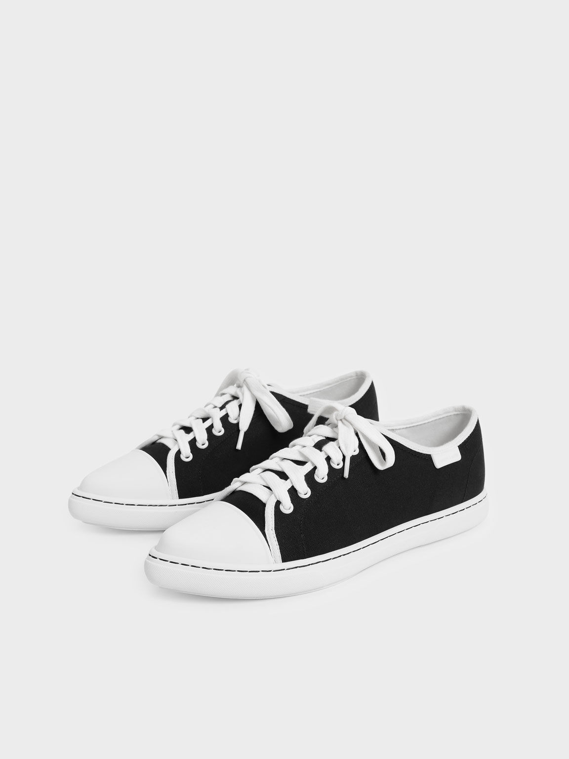 Recycled Cotton Pointed Toe Sneakers, Black, hi-res