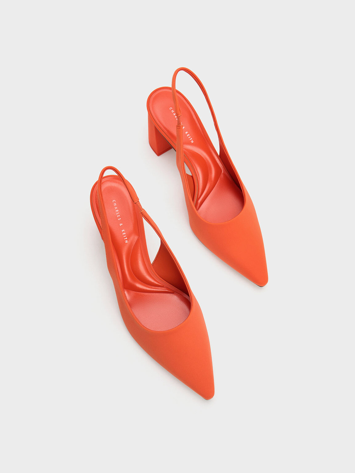 Orange Trapeze Heel Slingback Pumps CHARLES KEITH UK