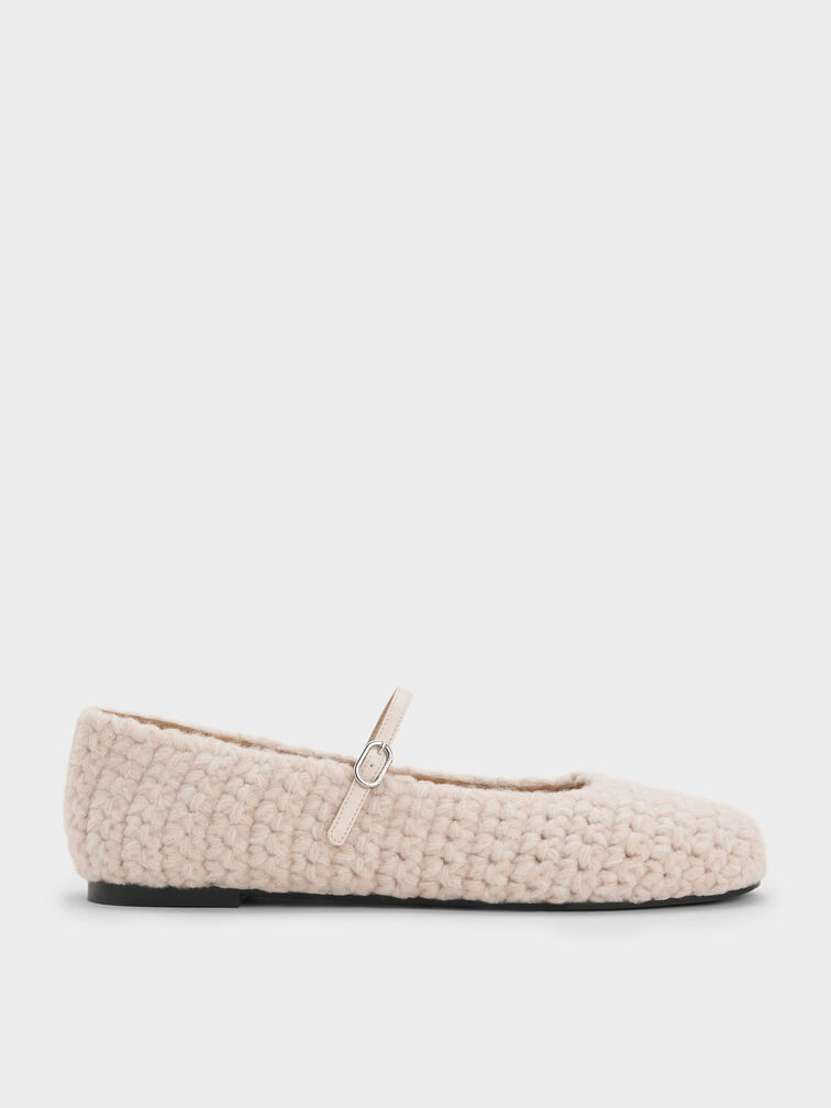 Crochet Mary Jane Flats, Chalk, hi-res