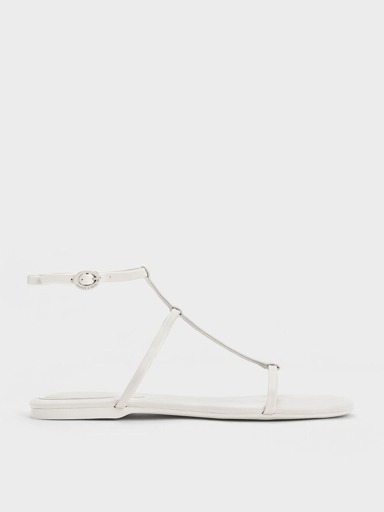 Recycled Polyester Gladiator Sandals, White, hi-res