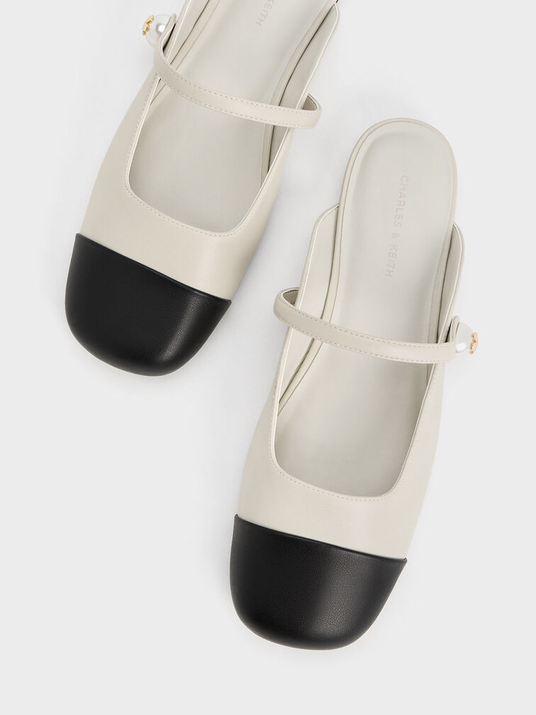 Aeryn Pearl Embellished Flat Mules, Chalk, hi-res