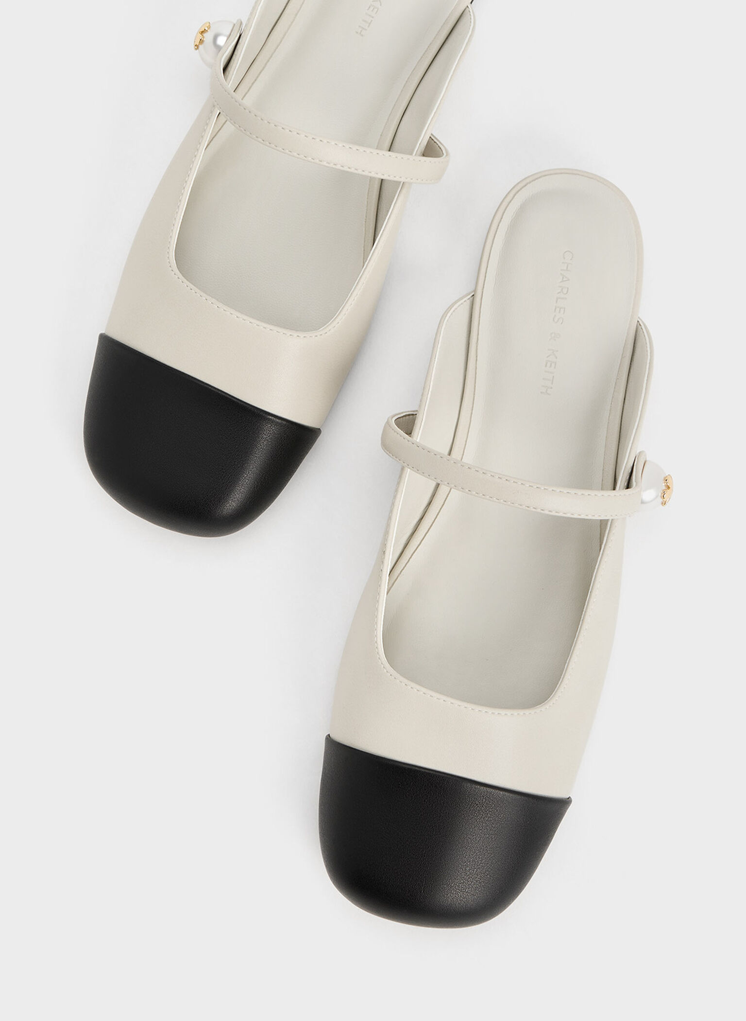 Aeryn Pearl Embellished Flat Mules, Chalk, hi-res