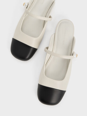 Aeryn Pearl Embellished Flat Mules, Chalk, hi-res