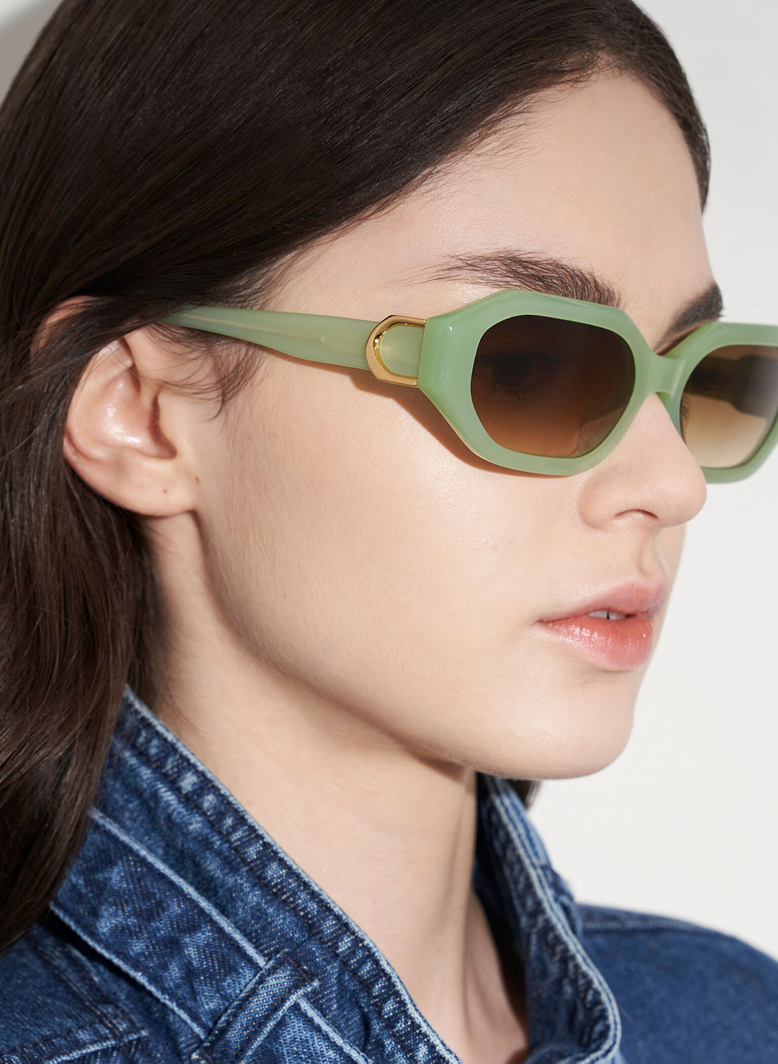 Gabine Recycled Acetate Oval Sunglasses, Mint Green, hi-res