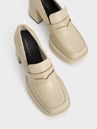 Monique Platform Loafer Pumps, Chalk, hi-res