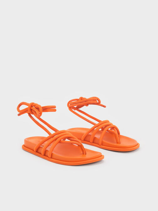 Toni Tubular Tie-Around Sandals, Orange, hi-res