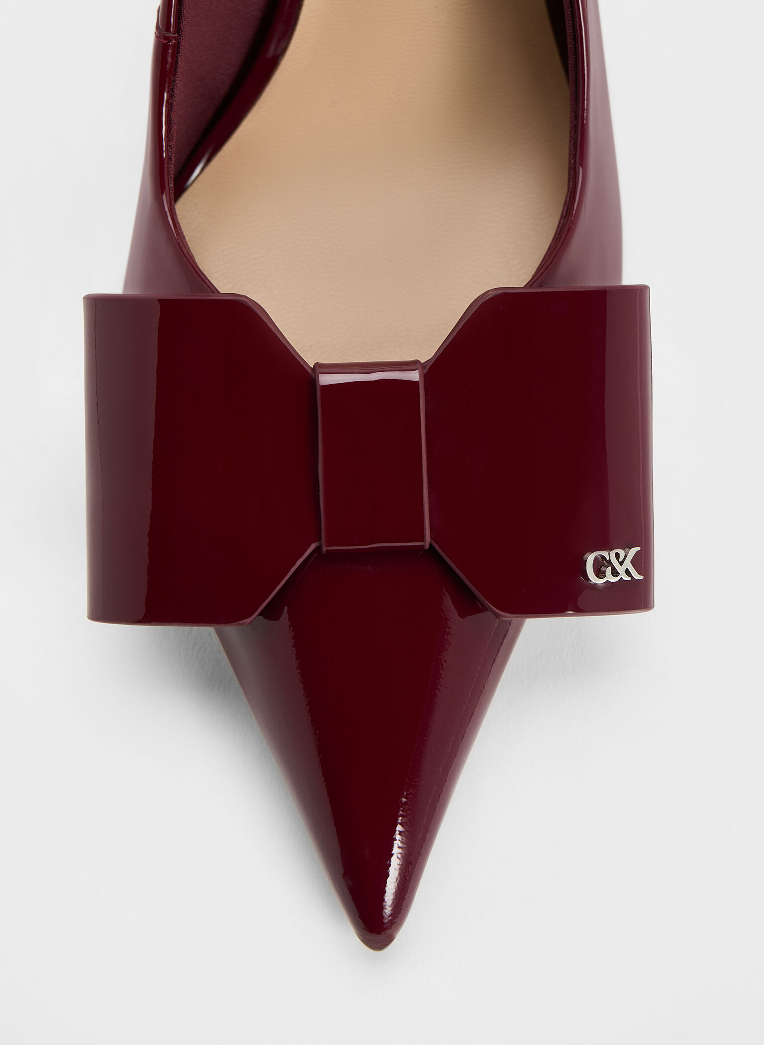 Lu Patent Leather Bow Blade-Heel Slingback Pumps, Burgundy, hi-res
