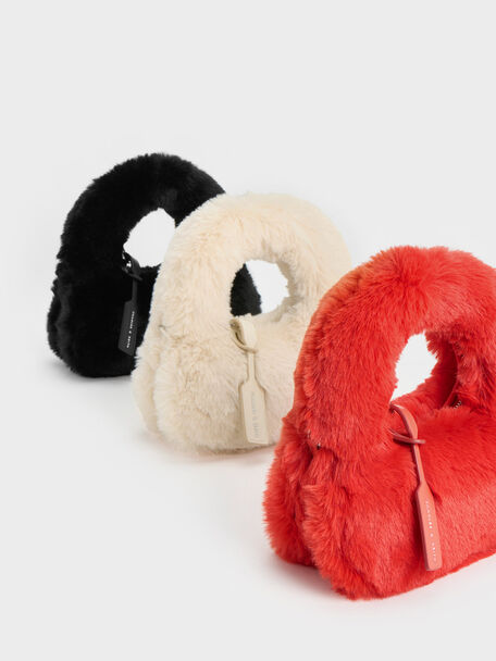 Mini Yama Furry Top Handle Bag, Cream, hi-res