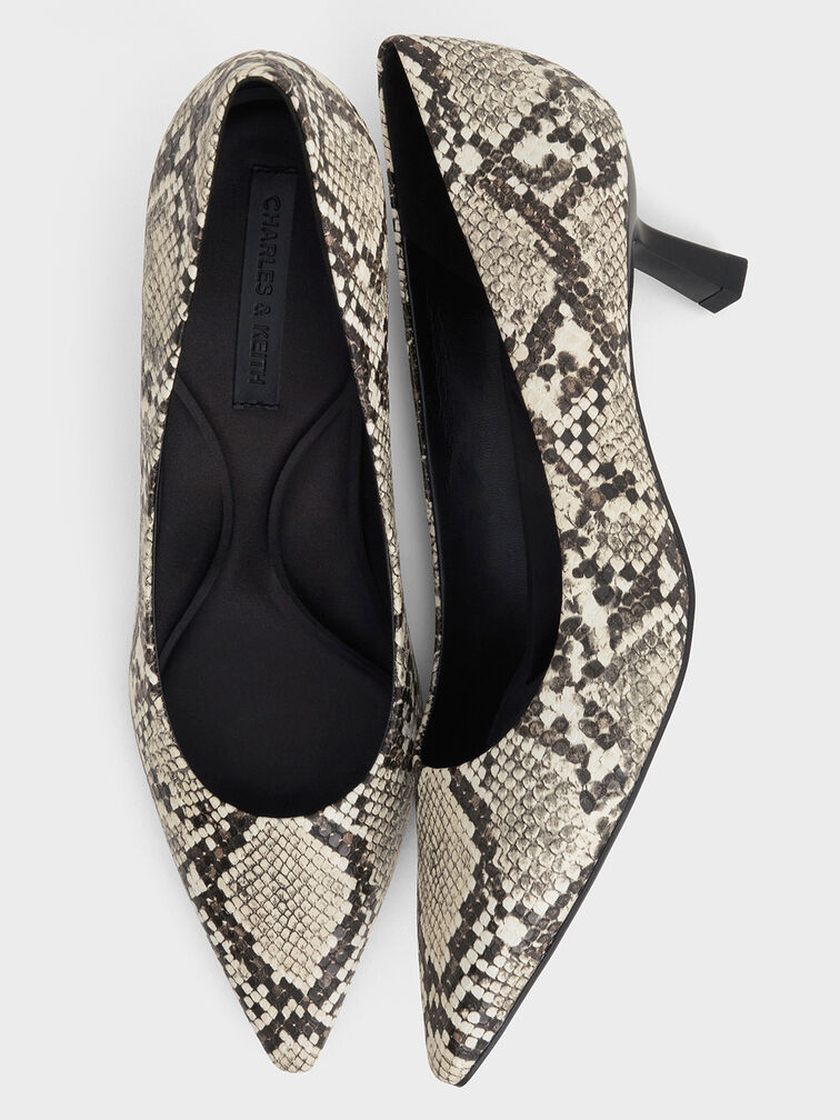 Emmy Snake-Print Pointed Kitten Heel Pumps, Animal Print Natural, hi-res