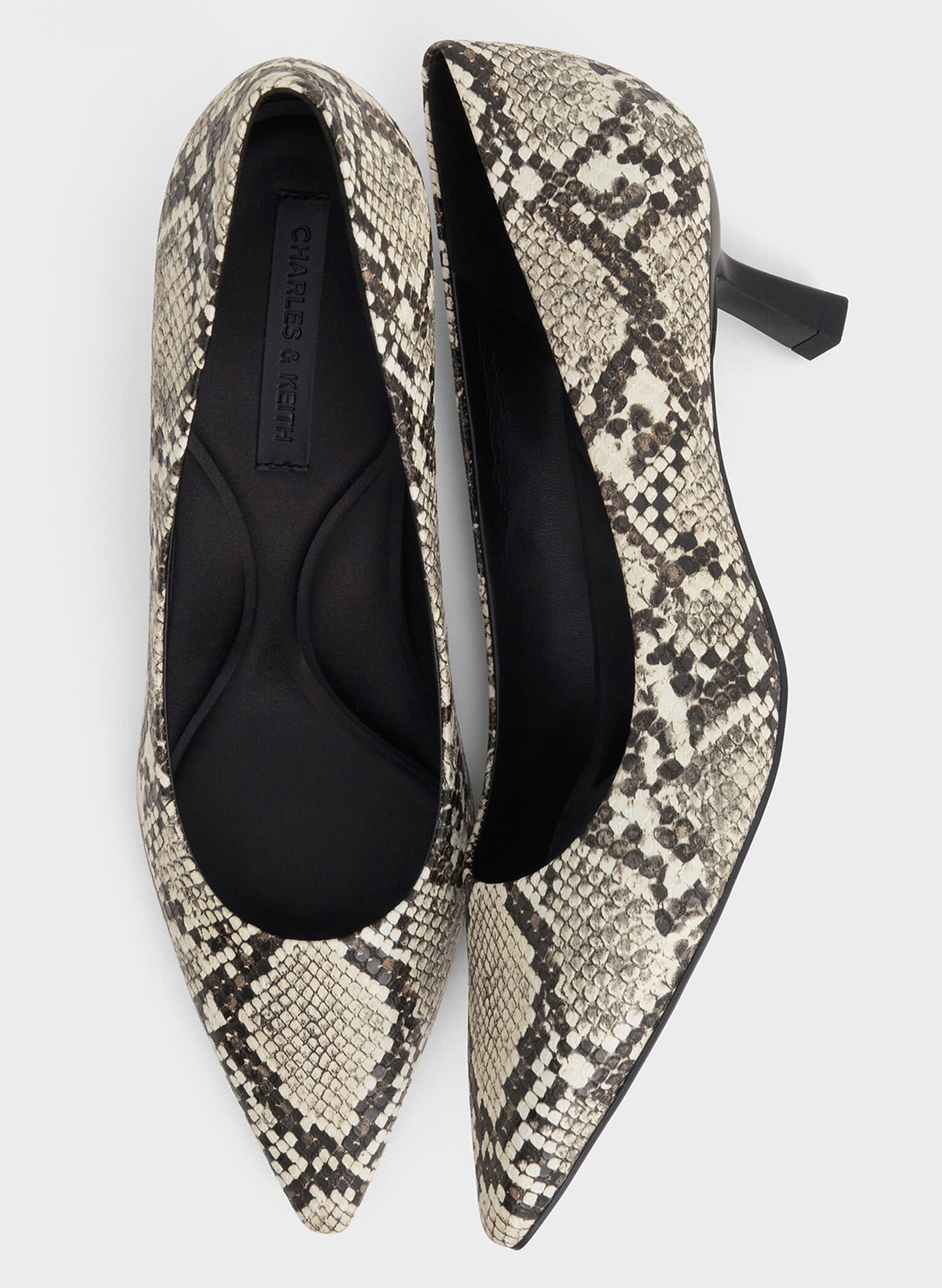 Emmy Snake-Print Pointed Kitten Heel Pumps, Animal Print Natural, hi-res