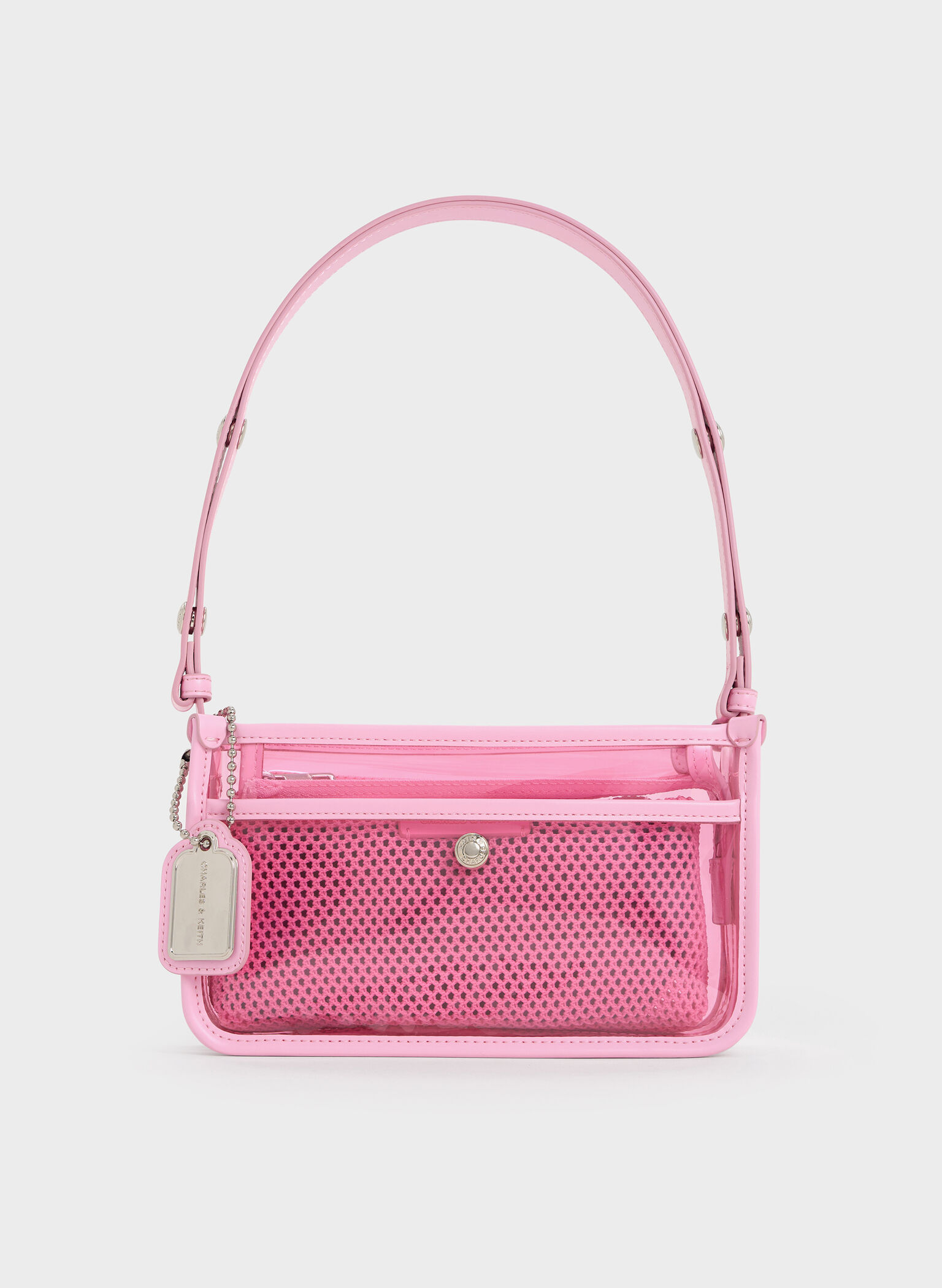 Norah See-Through Mesh Shoulder Bag, Bubble Gum Pink, hi-res