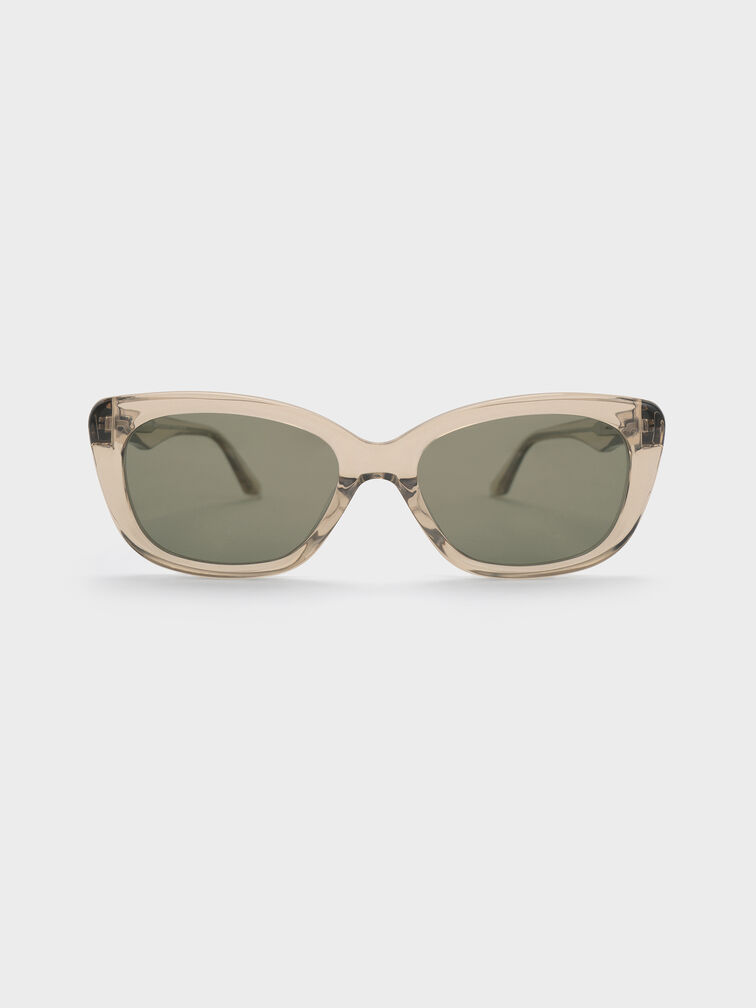 Maeva Recycled Acetate Cat-Eye Sunglasses, Beige, hi-res