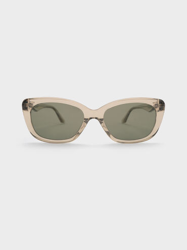 Maeva Recycled Acetate Cat-Eye Sunglasses, Beige, hi-res